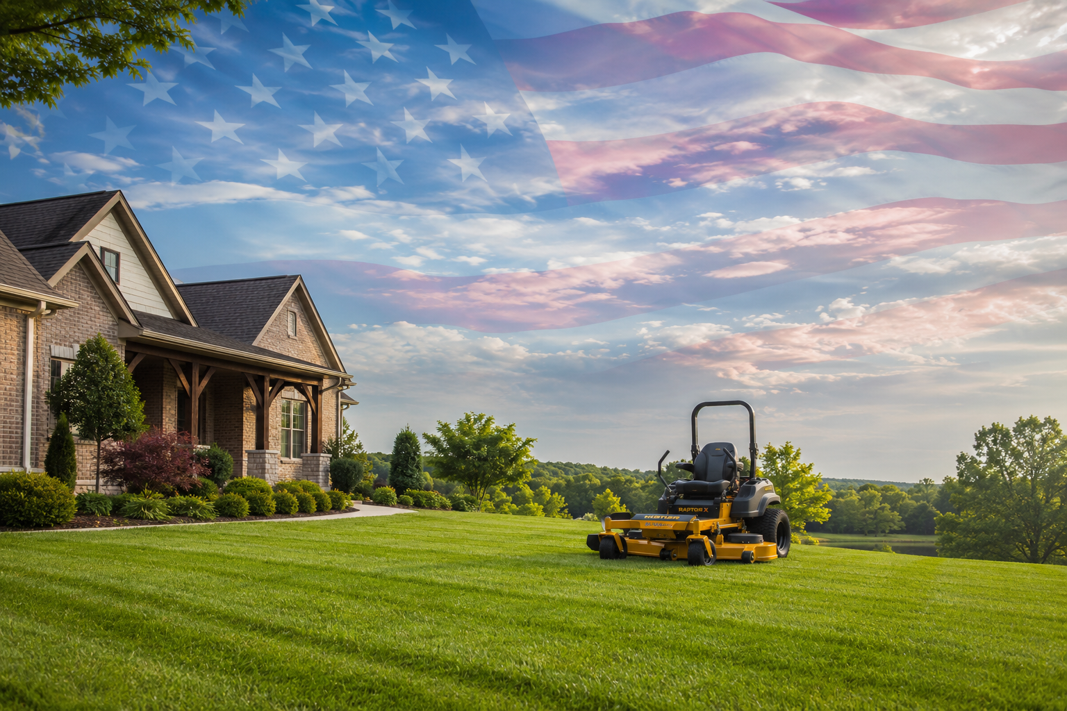 Freshly mowed Northwest Arkansas lawn